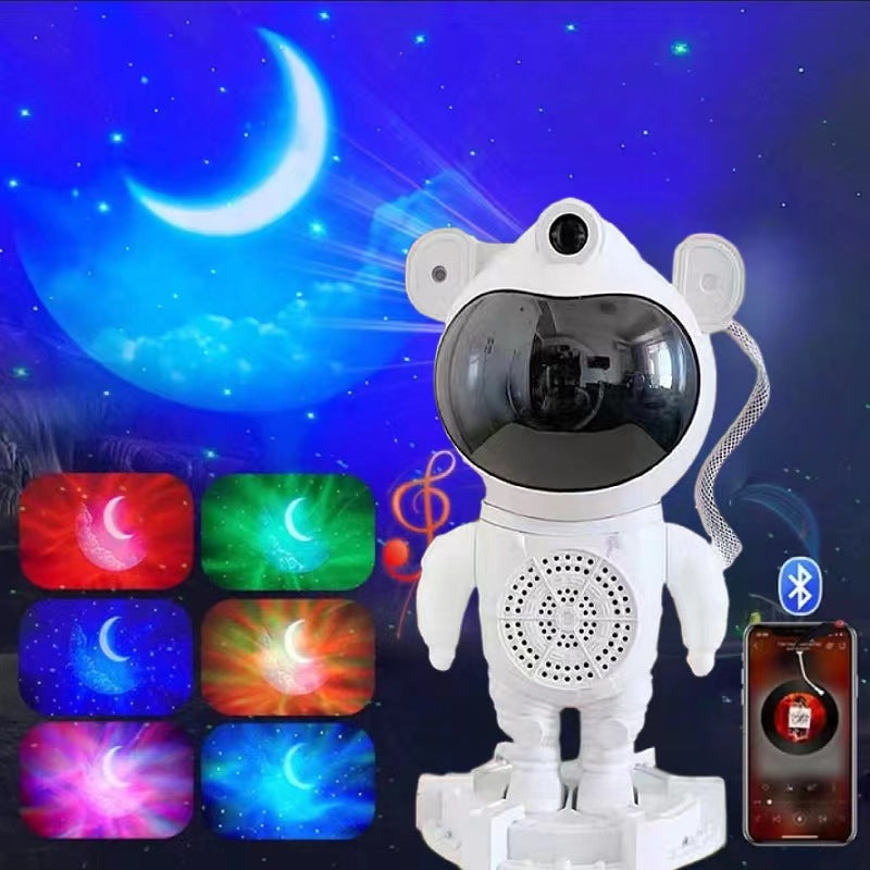 Bluetooth Quinn Astronaut Galaxy Projector with smart star light, moon projection, remote control, and timer function. Perfect for creating a cosmic ambiance in bedrooms and living spaces