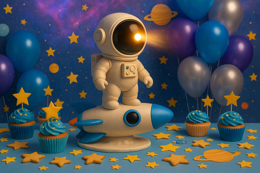 DIY Space Party Decor with an Astronaut Galaxy Projector