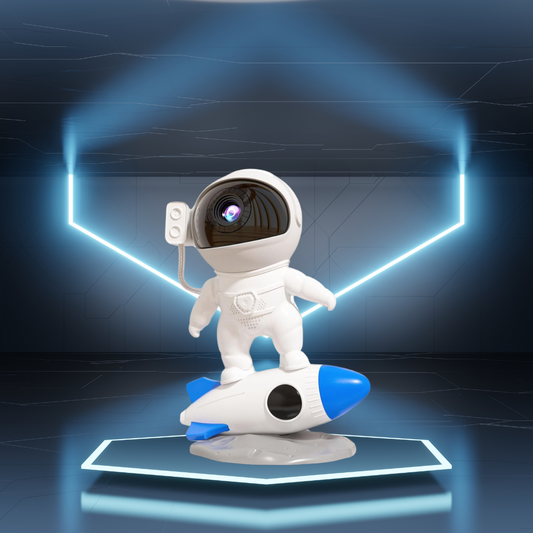 Rocket Ray Smart Astronaut Galaxy Projector with 4K star light display, 13 HD space-themed films, and LED night lamp. Perfect for creating a cosmic ambiance in bedrooms and living spaces