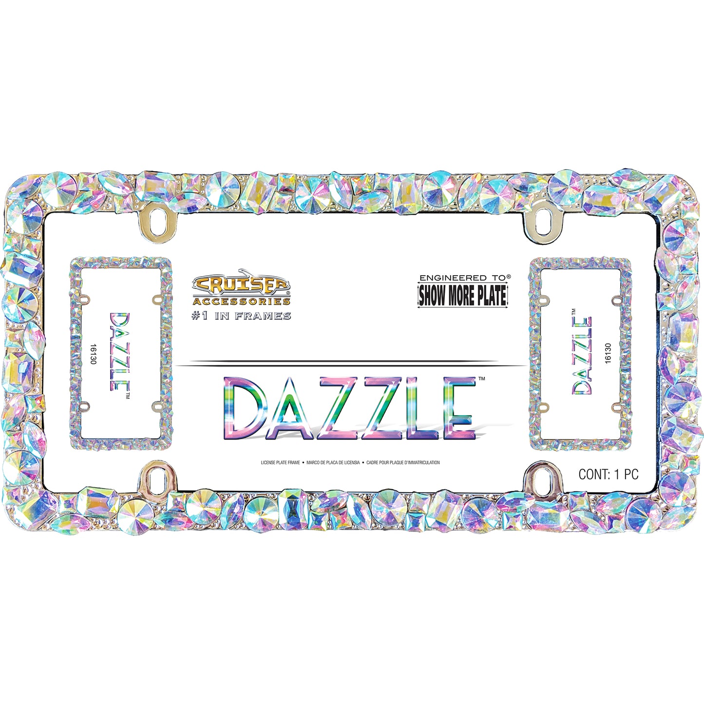 Dazzle License Plate Frame, Chrome