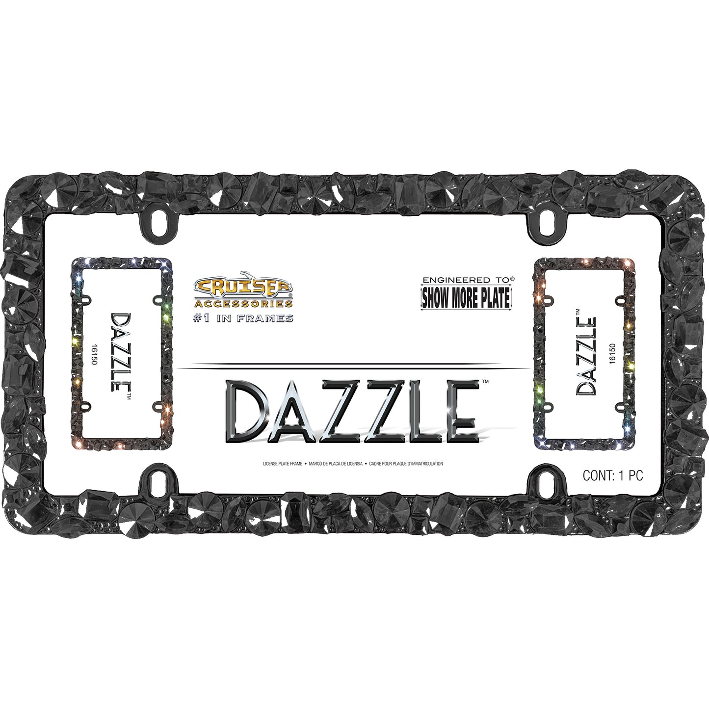 Dazzle License Plate Frame, Black