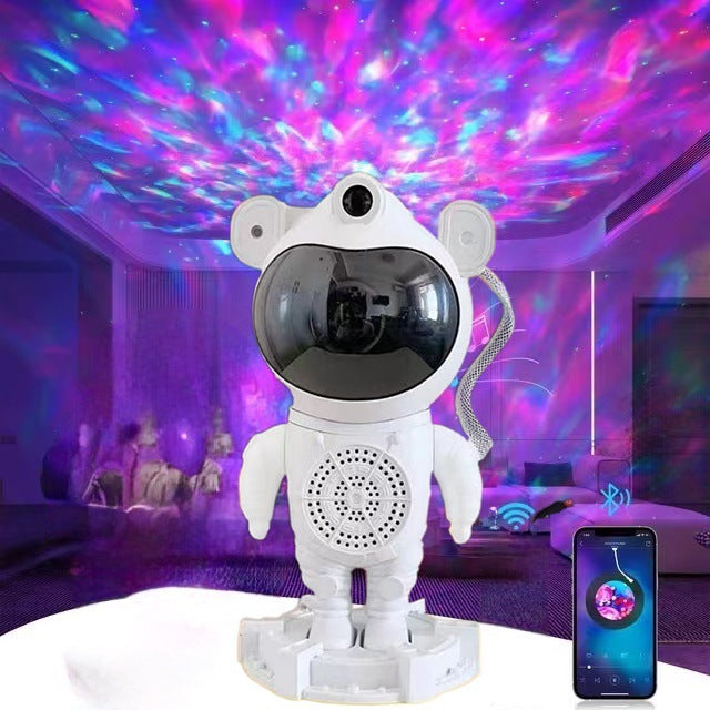 Bluetooth Quinn Astronaut Galaxy Projector with smart star light, moon projection, remote control, and timer function. Perfect for creating a cosmic ambiance in bedrooms and living spaces
