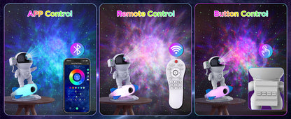 Rocket Ray Smart Astronaut Galaxy Projector with 4K star light display, 13 HD space-themed films, and LED night lamp. Perfect for creating a cosmic ambiance in bedrooms and living spaces