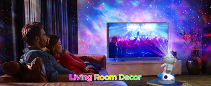 Rocket Ray Smart Astronaut Galaxy Projector with 4K star light display, 13 HD space-themed films, and LED night lamp. Perfect for creating a cosmic ambiance in bedrooms and living spaces