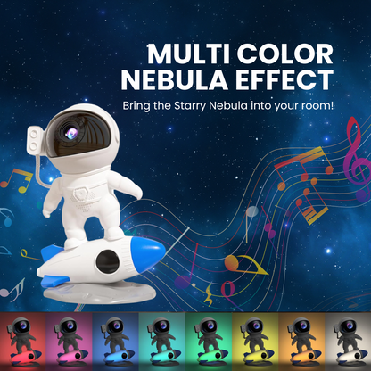 Rocket Ray Smart Astronaut Galaxy Projector with 4K star light display, 13 HD space-themed films, and LED night lamp. Perfect for creating a cosmic ambiance in bedrooms and living spaces