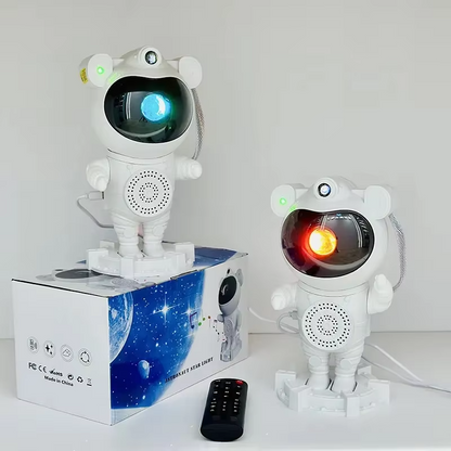 Bluetooth Quinn Astronaut Galaxy Projector with smart star light, moon projection, remote control, and timer function. Perfect for creating a cosmic ambiance in bedrooms and living spaces