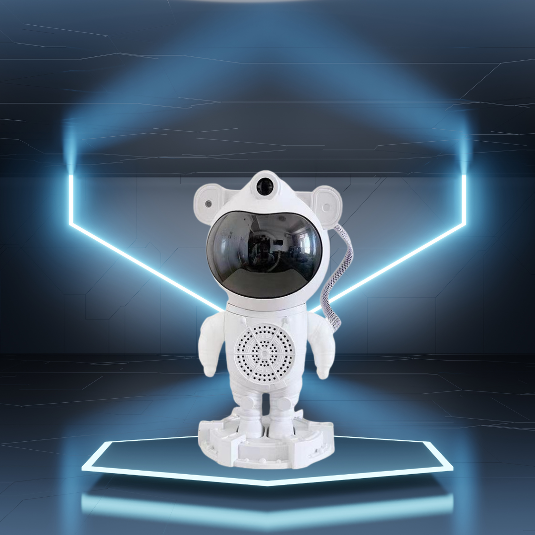 Bluetooth Quinn Astronaut Galaxy Projector with smart star light, moon projection, remote control, and timer function. Perfect for creating a cosmic ambiance in bedrooms and living spaces