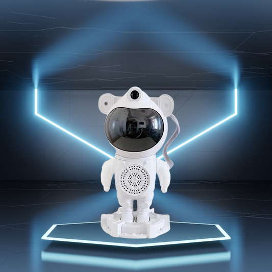 Bluetooth Quinn Astronaut Galaxy Projector with smart star light, moon projection, remote control, and timer function. Perfect for creating a cosmic ambiance in bedrooms and living spaces