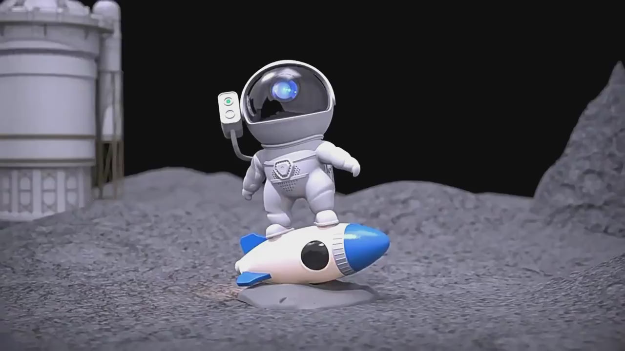 Rocket Ray Smart Astronaut Galaxy Projector with 4K star light display, 13 HD space-themed films, and LED night lamp. Perfect for creating a cosmic ambiance in bedrooms and living spaces
