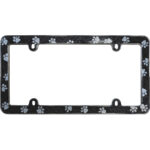 Paws Bling License Plate Frame, Black/Chrome