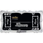 Queen License Plate Frame, Chrome/Clear (with fastener caps) - Image 3