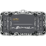 Princess License Plate Frame, Chrome/Black - Image 3