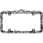 Princess License Plate Frame, Chrome/Black