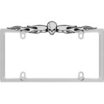 Skull License Plate Frame, Chrome/Chrome/Black