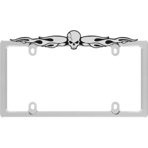 Skull License Plate Frame, Chrome/Chrome/Black