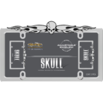 Skull License Plate Frame, Chrome/Chrome/Black - Image 3