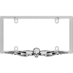 Skull License Plate Frame, Chrome/Chrome/Black - Image 2